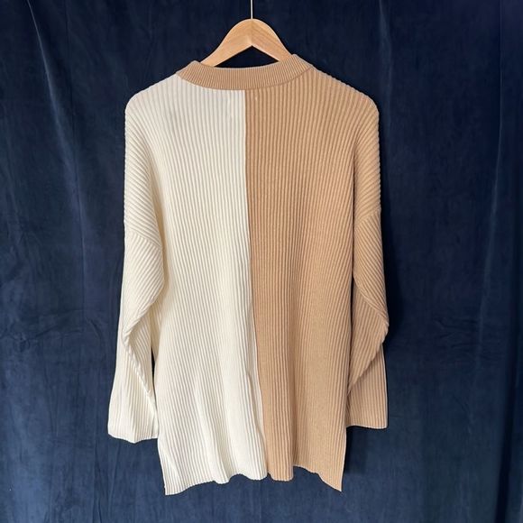 Abercrombie & Fitch Womens Sweater Long Super Soft Two Tone Tan sz Large - Picture 3 of 3